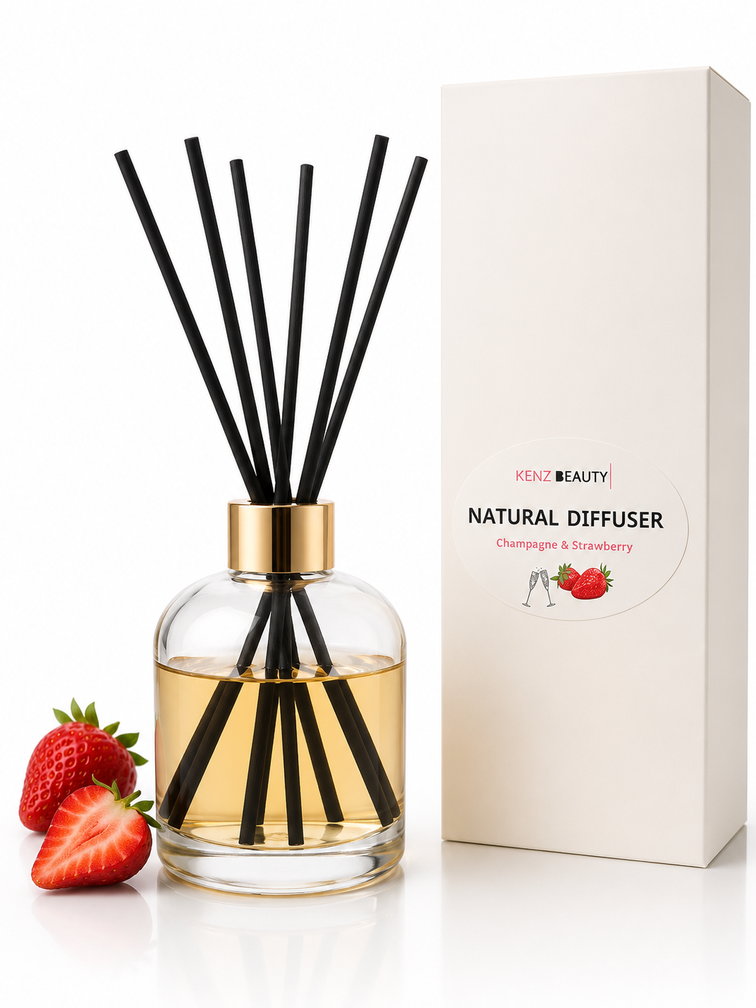 Champagne strawberries Natural Reed Diffuser – Kenz Beauty